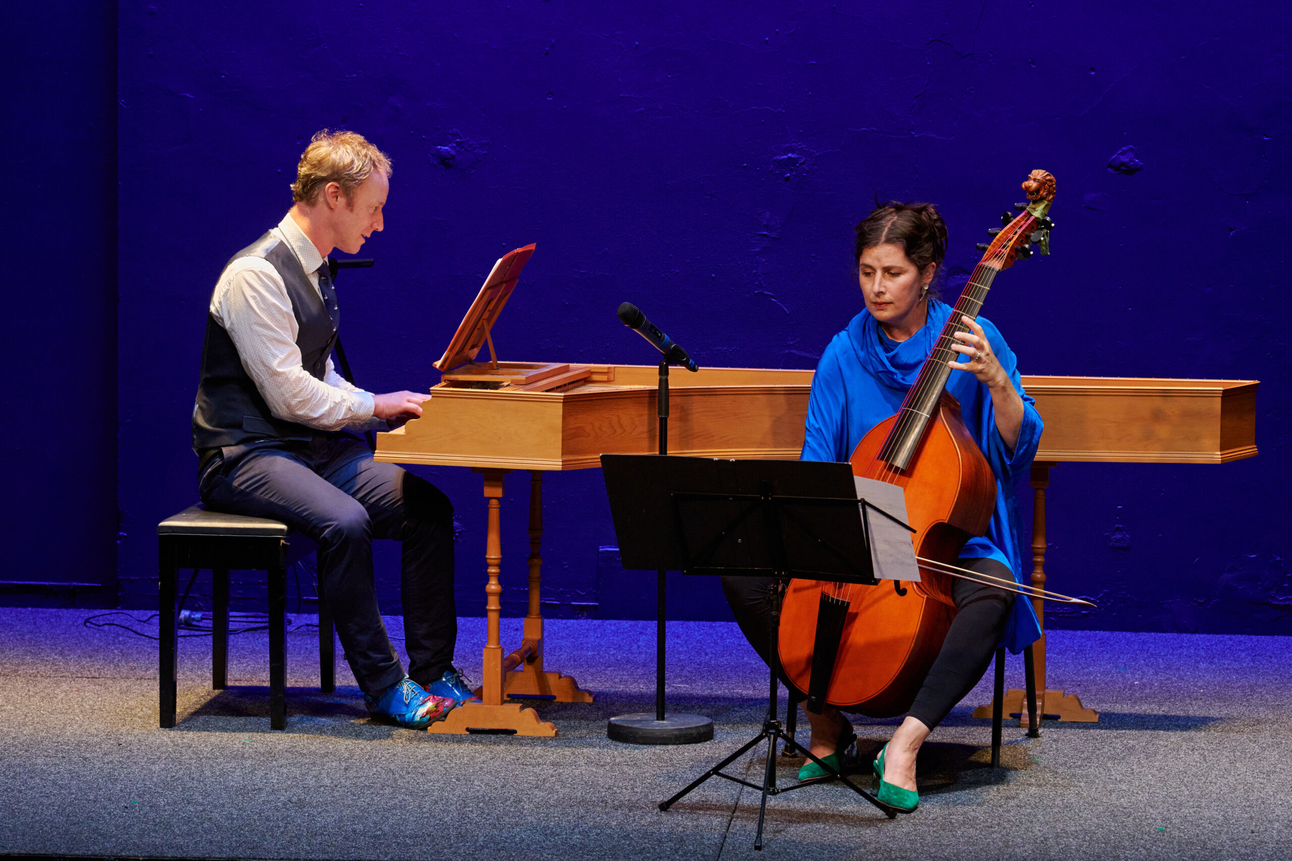 Donald Nicolson (harpsichord) and Laura Vaughan (viola da gamba) performing during the Australian Digital Concert Hall 2022 Season Opening Gala